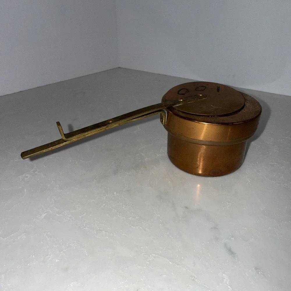 Vintage Copper ~ Brass Swivel Lid Chafing Mini Pot Sterno, Alcohol Flame Heating